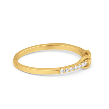 Petite Dainty Infinity Ring Round Yellow Tone, Simulated CZ 925 Sterling Silver